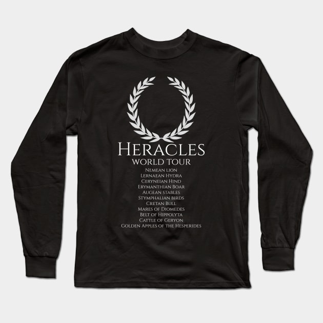 Heracles world tour - Ancient Mycenaean Greek Mythology Long Sleeve T-Shirt by Styr Designs